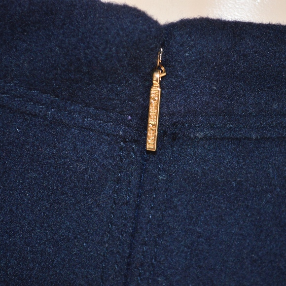 TORY BURCH ‘Keegan’ Navy Blue & Green Boucle Flared Hem Pencil Skirt NWT - Picture 7 of 8